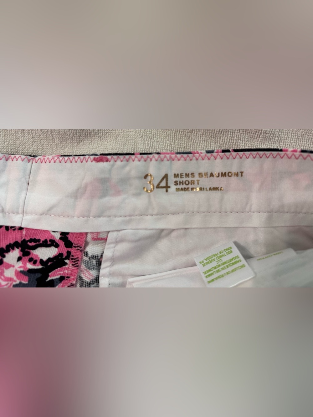 Lilly Pulitzer Men's Beaumont Short NWT Size 34 Hangin With My Boo Hibiscus Pink - Picture 3 of 7